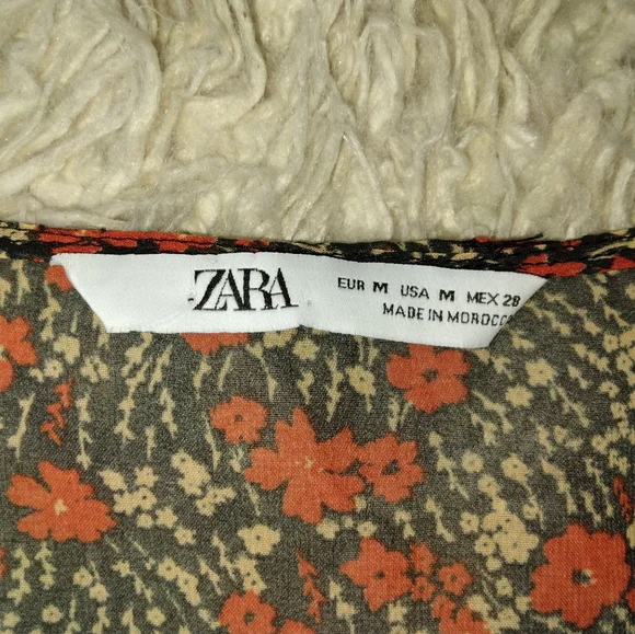 Zara Floral Sheer Longsleeve Top Size M - Picture 7 of 10